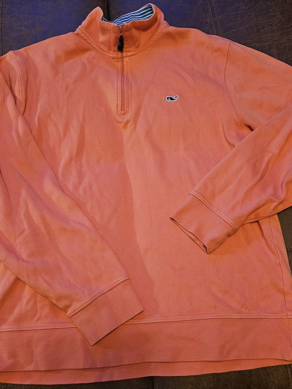 Vineyard Vines Men's Coral Quarter-Zip Pullover Sweater